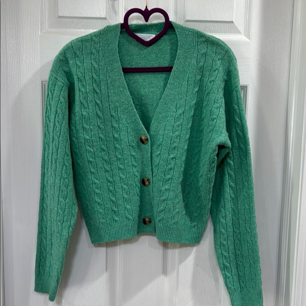 Primark Green Cable Knit Cropped Sweater